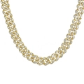Collier Cuban Link hip hop à 4 rangs de diamants en plaqué or avec zircons cubiques - Chaîne à Boucle à Rabat 9mm à une Rangée de Diamants / Or / 7"