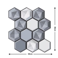 3D geometric hexagon self-adhesive PVC wall sticker in grey and white tones, 30x30cm size - 2808-Grey Hexagon