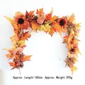 Detail der 180cm Herbstgirlande mit Sonnenblumen und Kürbissen, Gewicht 395g - Einzigartige Kürbis Rebe / 1.8m