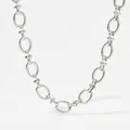 Minimalistische zilveren roestvrijstalen ketting met ovale schakels en gepolijste finish - Ketting (40+5cm) / Zilver