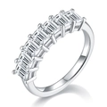 Elegant S925 sterling silver ring featuring 7 emerald-cut moissanite stones in a row - US 4.25 (HK 9) / Emerald Cut (BC-YXPJ7)