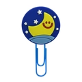 Blue paper clip bookmark with silicone moon and star emoji decoration in blue and yellow - 4112-20 Moon and Star