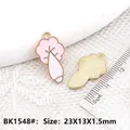 Pink and white carrot shaped alloy enamel pendant with gold texture back 23x13mm - Pink Large Mushroom (BK1548#)