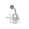 Silver heart paw navel ring with cubic zirconia stones and 0.87cm by 0.97cm dimensions - Silver Heart Paw Print (0199-1# Silver)