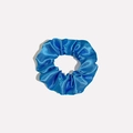 Chic glossy bright blue satin scrunchie with French style pleats for elegant hairstyles - Satin 1 (Bright Blue)
