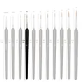 Detailed size chart for 11 fine tip triangle detail paint brushes from 00000 to 7 - Black / #0 (round Rod)