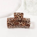 Sparkly leopard print hair claw clip with glossy finish for women's elegant hair styling - Classic Brown Leopard Print (C6-3-19)
