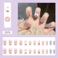 Faux ongles ballerine courts avec nœuds 3D violets et motifs de cœurs, 24 pièces - Papillon de Coeur (Z370)