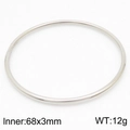 Minimalist 3mm silver titanium steel bangle bracelet for women in 68mm diameter size - 1Pc-Silver (KB179809-LO)