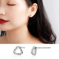 Minimalist S999 sterling silver triangle stud earrings with textured wavy finish - Irregular Triangle