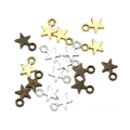 Detailed macro shot of star-shaped alloy pendants in gold, silver, and bronze colors - 100 Pcs/Pack / Multicolor