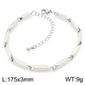 Minimalist silver stainless steel diamond-link bracelet with 175x3mm sizing - Steel Color Bracelet (KB190883-Z) / 17.5cmx0.3cm