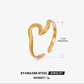 Anillo abierto ondulado ajustable de acero inoxidable bañado en oro 18K estilo minimal - Ola Ligera / Dorado 2