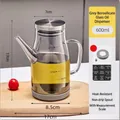 Grey transparent 600ml borosilicate glass oil dispenser with stainless steel lid - Borosilicate Glass Oil Bottle / 600ml / Transparent Gray