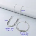 Silver stainless steel rectangular link necklace and bracelet jewelry set for women - Style 3 Bracelet (Steel Color)
