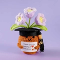 Handmade crochet potato doll with graduation cap and purple flowers for 2025 gift - Graduation Cap Lily of the Valley Purple