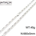 Collar de cadena de eslabones de nariz de cerdo de acero al titanio plata 660x5mm 45g blanco - Collar de Plata