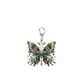 Detailed view of colorful acrylic butterfly keychain with silver metal clasp closure - Bright Multicolor Butterfly (5)