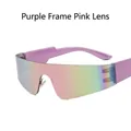 Gafas de sol de pantalla sin montura con patillas moradas y lentes rosa degradado - Montura Púrpura Lentes Rosas