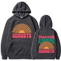 Sweat à capuche gris foncé avec motif coucher de soleil et imprimé au dos Sunsets - Gris foncé