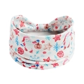 Detailed flat lay of a white elastic yoga headband with festive ghost and pumpkin prints - Style 16 (Christmas)