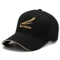 Black mesh baseball cap with gold sunshine wheat embroidery and breathable back - Black with Gold Embroidery