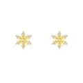 Elegant gold snowflake stud earrings with sparkling white crystals for women - Snowflake