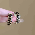 Detail shot of C-shaped leopard print earrings with a glossy finish and fashion design - Leopard C-Shape Wave Earrings / Silver Pin-Coffee Black Wave(26#)
