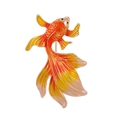 Chinese style goldfish brooch with orange enamel gradient and golden metal finish - C386-A Orange & Yellow