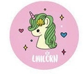 Portable folding hairbrush with cartoon unicorn pattern and travel vanity mirror - Green Pony