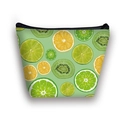 Portable polyester fruit pattern makeup bag with green kiwi print and secure zipper - Mixed Fruit