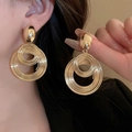 Fashionable layered gold concentric circle earrings with metallic geometric design - Multi-layer Concentric Circle Hoops (16#) / Gold