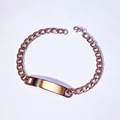 Polished rose gold stainless steel Cuban chain bracelet with customizable rectangular ID tag - 21cm / Rose Gold