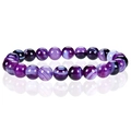 Handmade 8mm natural purple striped agate beaded stretch bracelet for men and women - Banded Agate-2