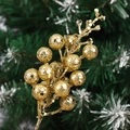 Golden artificial berries branch with glitter finish for Christmas DIY floral decor - 19CM (15 Heads) / Gold