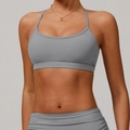 Dark grey quick-dry sports bra with thin straps and minimalist U-neck design - S / Rhino Gray