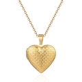 Goldenes Herz-Medaillon mit Fischschuppen-Muster und feiner Gliederkette - Fischschuppenmuster mit Kette / Gold
