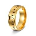 Anello rotante in acciaio al titanio dorato con finitura spazzolata e lettere MV - US 7 / Oro