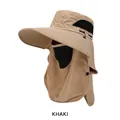 Outdoor sun protection bucket hat with mesh face mask and neck flap in khaki color - One Size(56-58cm) / Khaki