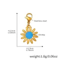 Golden stainless steel daisy pendant charm with sky blue oil drop center detail - Gold Sunflower Blue Core Pendant (D153-1)