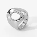 Minimalist irregular silver hollow ring with a liquid metal texture and polished finish - Silver Irregular Hollow Style (PD629)