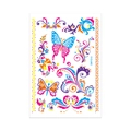 Waterproof fluorescent butterfly and flower tattoo sticker with colorful golden stamping - Fluorescent QMYG-013