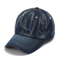 Berretto da baseball retrò in denim lavato blu scuro con cuciture gialle a contrasto - Blu Scuro Lavato (Stile 2)