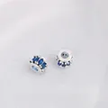 Silver spacers with blue marquise zircon for DIY jewelry making, size 8x5.5mm - Small Blue Zirconia Silver