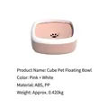 Bol à eau flottant rose Cube pour animaux avec plaque flottante en ABS et PP durable - Style Cube / Rose et Blanc