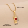 Collana a sfere dorata con ciondolo a mano, cuore di zircone rosso e misure dettagliate - Stile Palmo che Tiene il Cuore (4#)
