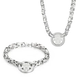 Parure Main de Fatma argentée avec collier à pendentif serti de cristaux et bracelet - Parure de Bijoux Couleur Acier (KS203391-Z)