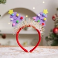 Christmas reindeer headband with purple felt trees and colorful plush ball decorations - Christmas Headband (Purple Tree)