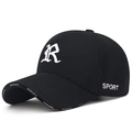 Berretto da baseball invernale nero da uomo con fodera in peluche e ricamo R bianco - Stile Lettera R / Nero con ricamo bianco