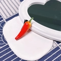 Quirky red chili pepper hair clip with green stem detail and black duckbill clip - Orange Chili
